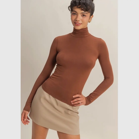 CHESNUT Turtle Neck LS Top - Picture 1 of 1